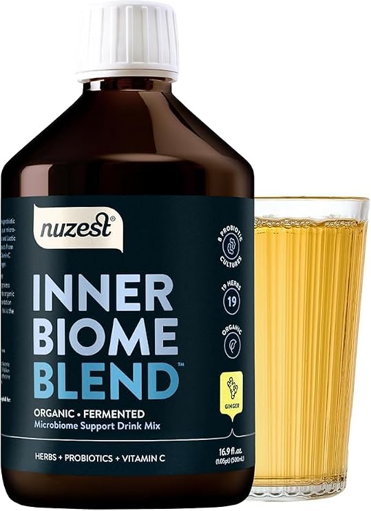 Nuzest Inner Biome Blend, Liquid Probiotic with Live Bacteria 500ml, Ginger