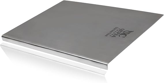 QC® 304 Stainless Steel Cutting Boards for Kitchen, Cutting Board with Counter Lip, Chopping Board for Meat, Fruits, Vegetables, Bread Heavy Duty Food Grade Metal 32cm L x 22cm W