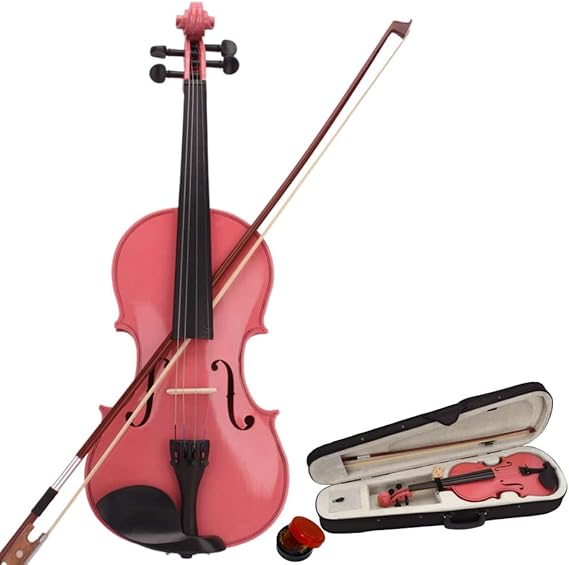 1/2 Violin Set for Beginners, Half Size Fiddle with Hard Case, Rosin, Shoulder Rest, Bow, and Extra Strings