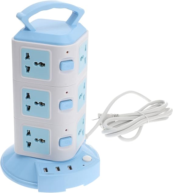 USB Power Strip Tower with 12 Outlets 3 USB Ports for Office