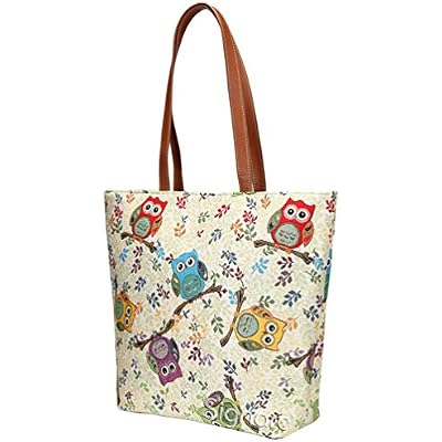 Signare Tapestry Shoulder Bag Tote Bag for Women with Owl Design SHOU-OWL