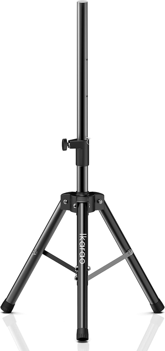 Ikarao Speaker Stand Adjustable Height 36"-47", Heavy Duty Carbon Steel Karaoke Machine Stands with Dual Tension Knobs, Portable Tripod Speaker Mount for PA DJ System & Party, 35mm Insert, 66lbs Load