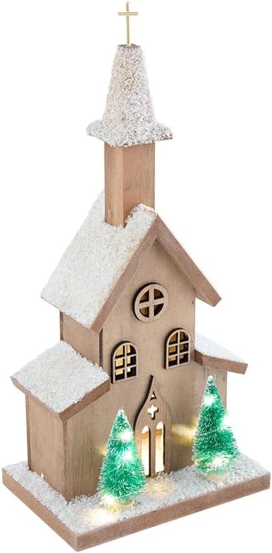 The Lakeside Collection Lighted Country Church - Brown