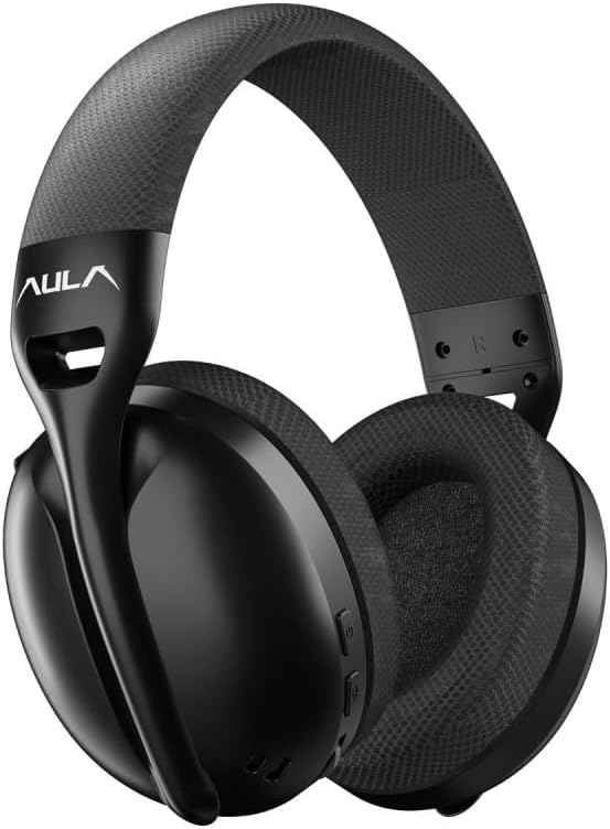 Aula S6 3 Modes Wireless 3.5mm Wired and Bluetooth 5.3 Gaming Gaming Gaming Headset Black Ultra Light Memory Sponge 40mm Driver Noise Canceling