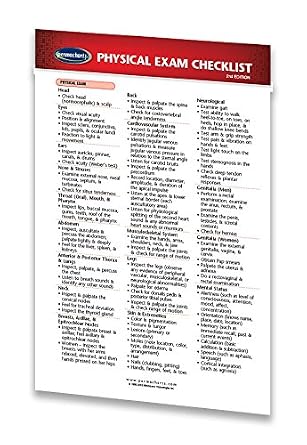Physical Exam Checklist - Nursing Medical Pocket Chart Quick Reference Guide