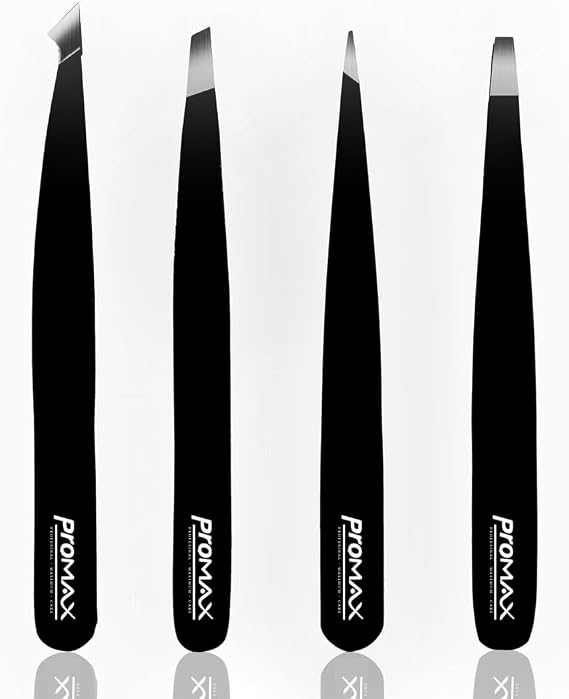 Promax Care Tweezers Set - Professional Stainless Steel Tweezers for Women Facial Hair, Lash Tweezers, Beauty Tools Accessories, Great Precision for Splinter and Ingrown Hair Removal