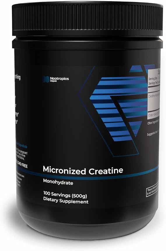 Nootropics Depot Creatine Monohydrate Powder 500g | Micronized | 100 Servings | Unflavored | Muscle Energy, Strength & Performance Support | for Men and Women