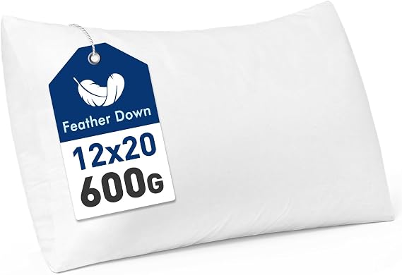 MIULEE Feather and Down 12x20 Inch Throw Pillow Insert for Sofa Bed Couch