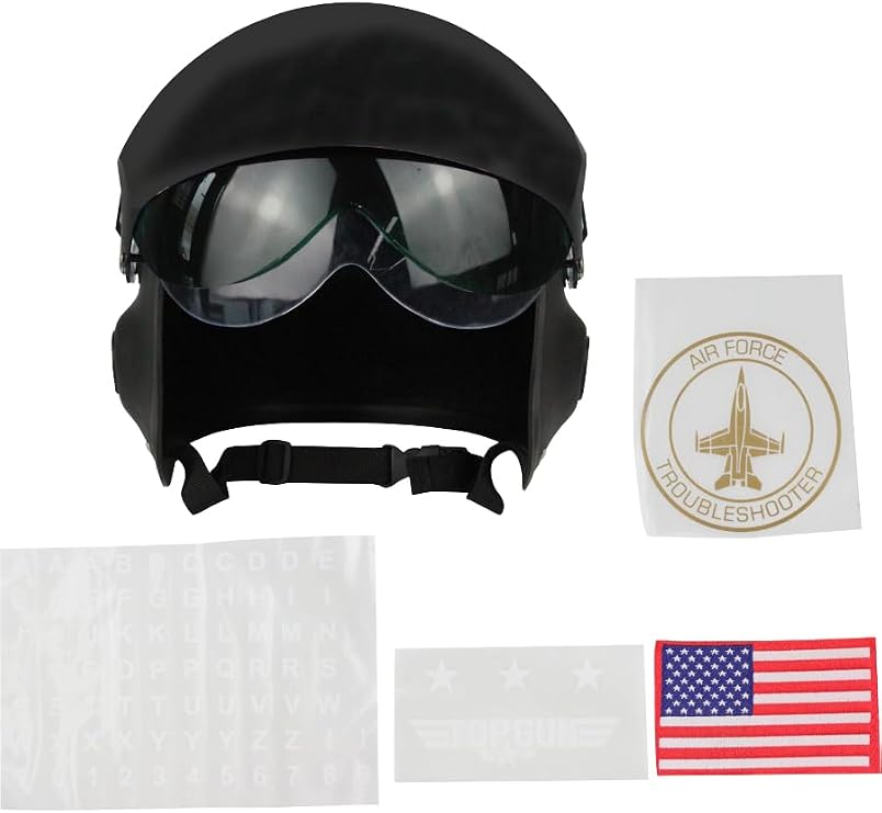 Adult's Adjustable Deluxe Black Jet Fighter Pilot Helmet Costume Accessory