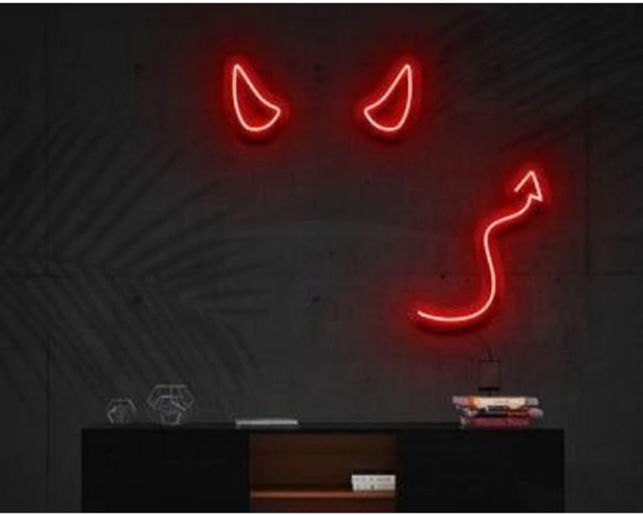 Neon Led Aydınlatma Devıl Gece Lambası Parti Süsü Işıklı Duvar Dekor