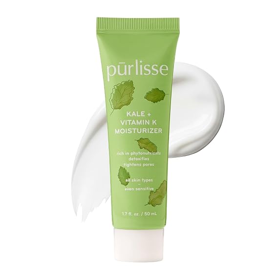 purlisse Kale + Vitamin K Hydrating Face Moisturizer - Face Moisturizer for Detoxifying & Pore Tightening - Packed with Antioxidants for Smooth, Radiant & Youthful Skin (1.7 Fl oz)