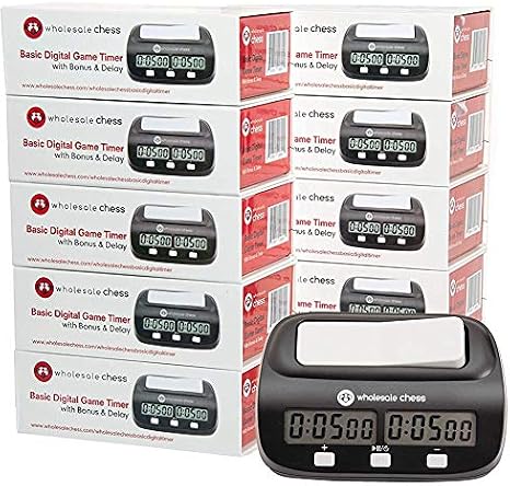 Wholesale Chess Basic Digital Chess Clock & Game Timer with Bonus and Delay - 10 Pack