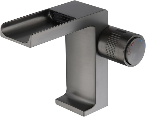 Waterfall Bathroom Faucet, Single Hole Bathroom Sink Faucet, Bathroom Faucet Handwheel Handle Brass, Cold and Hot Water Mixer Tap, Vanity Lavatory Sink Faucet,Brushed Nickel