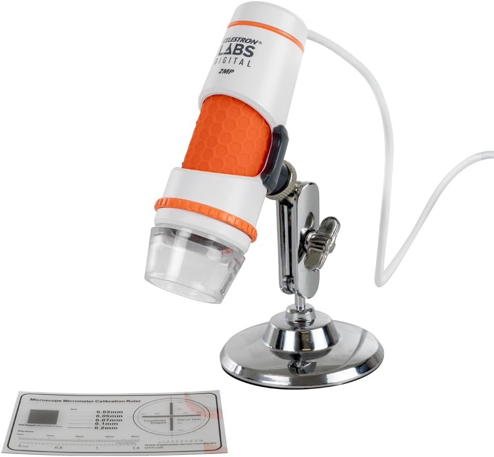 Celestron Deluxe Handheld Digital Microscope with Built-in 2MP Camera 10x to 200x