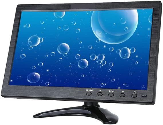 Portable 10.1 inch Security Monitor 1024x600 HDMI Mini TV Screen with Built-in Dual Speakers HDMI VGA BNC USB Input for PC Gaming CCTV Surveillance
