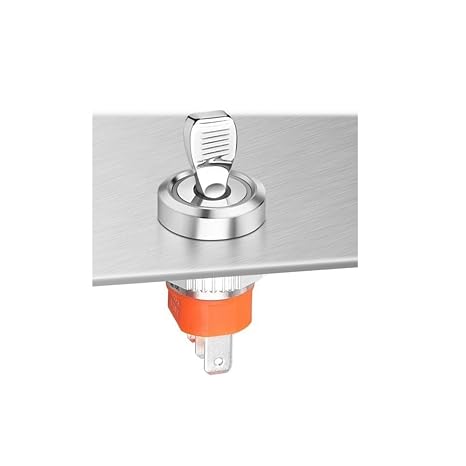 16mm Waterproof High Current Metal Button Toggle Switch with LED Blue Wave Factory Direct Sales with Indicator 5-24V Latching 2 Gears 1NO1NC(Silver,5-24V)