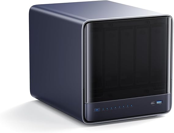 MINISFORUM N5 Pro AI NAS with AMD Ryzen AI 9 HX Pro 370, 2x SODIMM DDR5-5600MHz Slot(ECC Support), 128GB SSD, 1xHDMI+2xUSB4 Outputs, 5x HDD Slot, M.2 2230/2280/22110/U.2 slots, 5GbE+10GbE Lan Port NAS