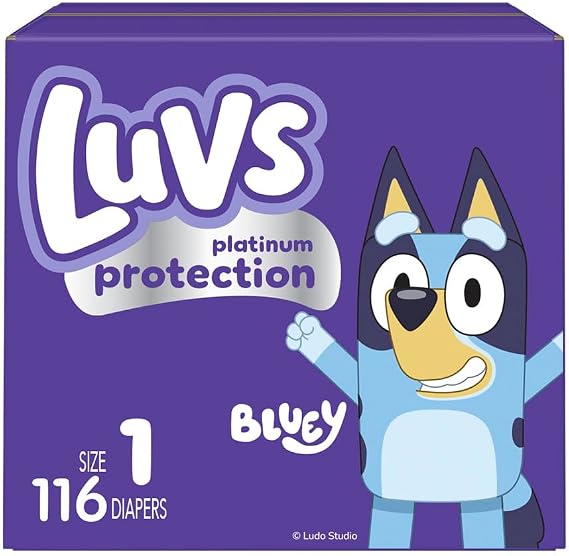Luvs Platinum Protection Baby Diapers, Size 1, 116 Count, Cartoon