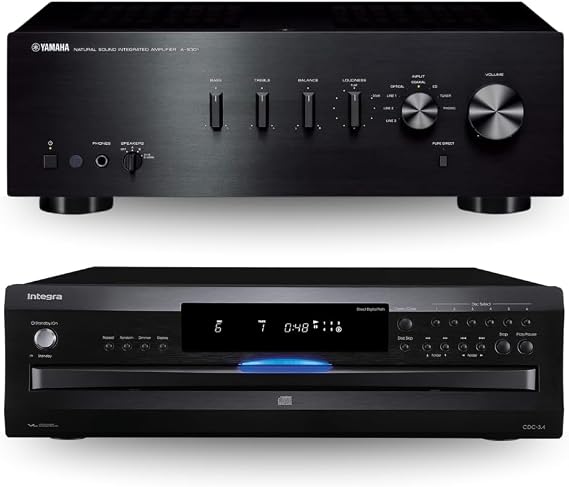 Yamaha A-S301BL Integrated Amplifier & CDC-3.4 6-Disc CD Changer - Home Theater Audio Bundle