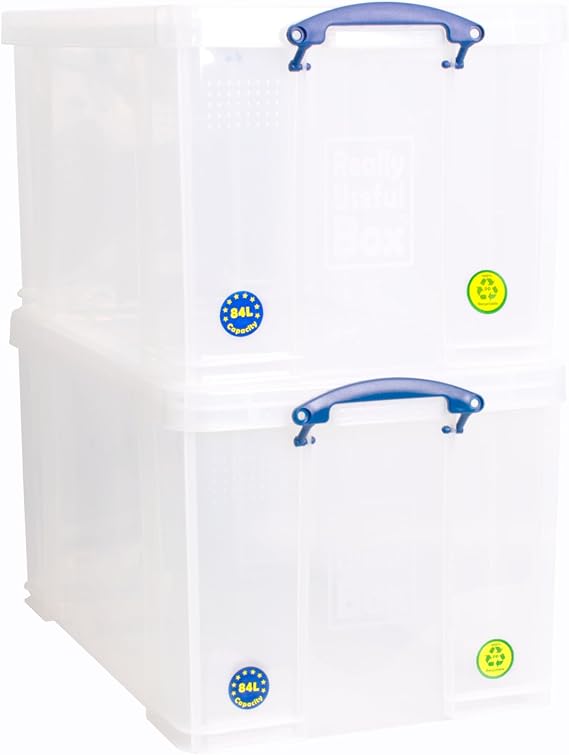 Really Useful Box Plastic Storage 84 Litre Clear (Pack Of 2)