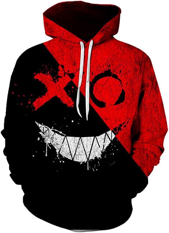 Unisex Funny Novelty Hoodie -3D Anime Graphic Printed Hooded Sweatshirt Pullover Hoodie with Pocket for Men and Women