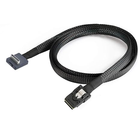 JMT Oculink PCIE SFF 8611 4I 90 Degree to MINI SAS SFF-8087 Cable Computer Connection Data Active Cable (50cm)