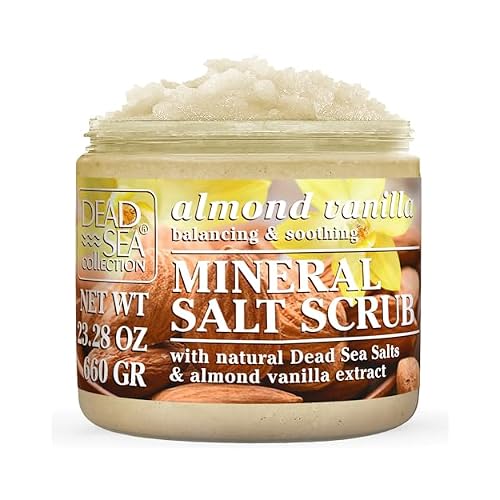 Dead Sea Collection Almond Vanilla Salt Scrub Exfoliating Body Scrub for Women Moisturizing and Nourishing Skin with Pure Oils and Dead Sea Minerals 23.28 Oz