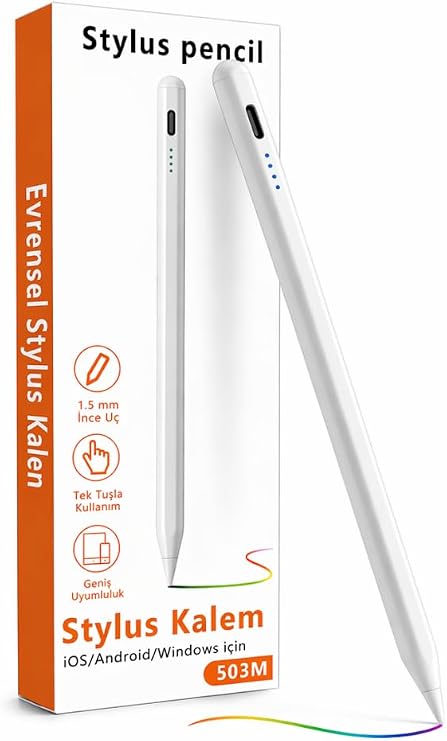 UnDePlus Xiaomi Redmi Mi Pad 8/7/6/5/2/Pro/Se ile Uyumlu Stylus Dokunmatik Tablet Kalemi Beyaz