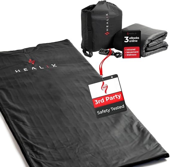 Healix Infrared Sauna Blanket - Zero EMF Portable Sauna for Detox, Recovery & Wellness - 10,000-Strand Far Infrared Carbon Fiber Heating, Adjustable 77-176F | Zipper Seam Closure