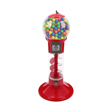 Gumball Machine with Stand, Toy Capsule Vending Machine Commercial Spiral Bubble Gum Machine Candy Machine Dispense Candy Machine Dispense, Red