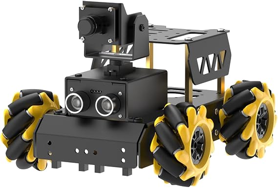 Raspberry Pi 5 AI Vision Robot Car Kit, Mecanum Wheels, 2DOF HD Camera, Python Programming, Open Source, DIY Robot Kit for Teens (Without Raspberry Pi 5 Board)