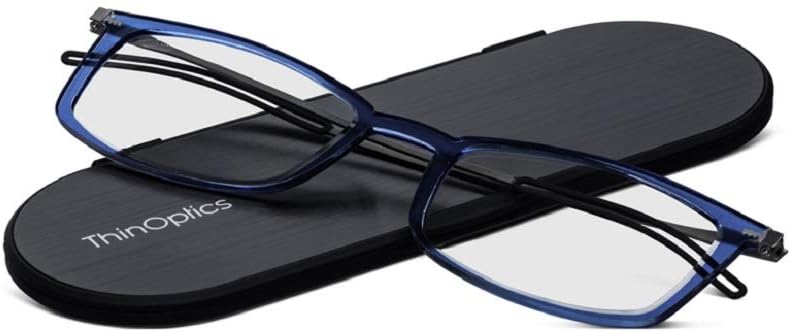 ThinOptics Reading Glasses - Rectangular, Blue - 2.0x