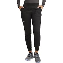 Cherokee Womens Scrub Jogger Pants Modern Classic Fit Mid Rise Bottom with 5 Pockets, Elastic Knit Waistband - WW115