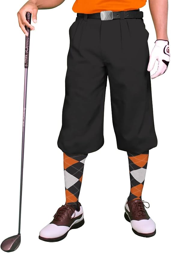 Golf Knickers Black Microfiber (Plus Fours) for Men