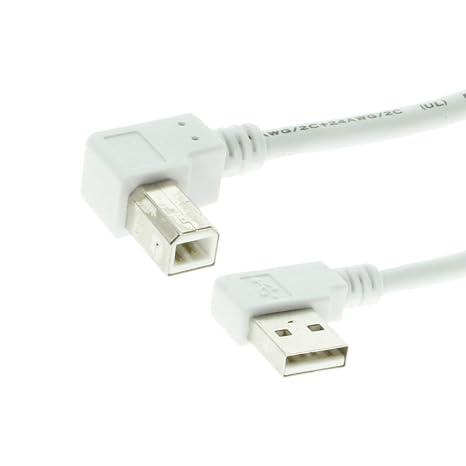 CABLEMAX 10ft. USB 2.0 A Left Angle to B Left Angle Hi-Speed UltraFlex Cable