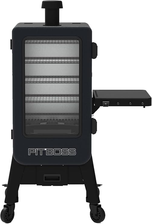 Pit Boss Navigator 3-Series WiFi & Bluetooth Wood Pellet Vertical Smoker with LCD Digital Controller, 1,118-Sq. In. 5-Rack Cooking Space, 130F to 420F Temp Range, Meat Probe, 50 lb. Pellet Hopper
