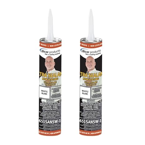 Roof Sealant 651SANSW-1 Non-Leveling Ultra Sealant System - 10.1 Oz, White, High Performance, Non-Yellowing, Fast Curing, Durable, Highly Compatible, UV Stabilized | 2 Pack Special