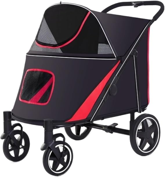 Pet Stroller Foldable Doggy Stroller for Medium Large Dogs, Pet with 4 Wheels, Mesh Window, Big Dog Walking Accessories(B)