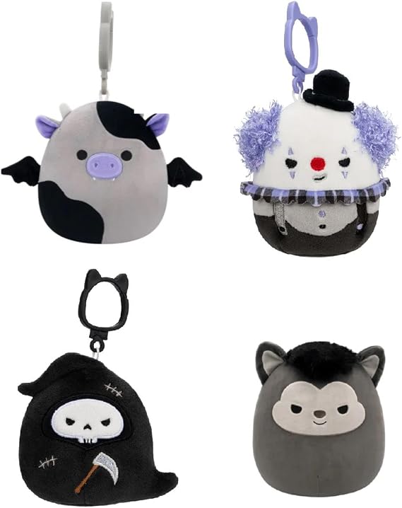 Squishmallows 2024 Halloween Squad 3.5" Mini Plush Doll Clip Keychain, Set of 4