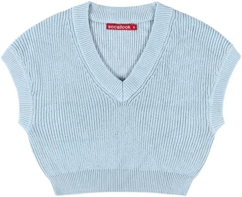 SoCal Look Women's Sleeveless V-Neck Sweater Top in Stretchable Viscose Blend