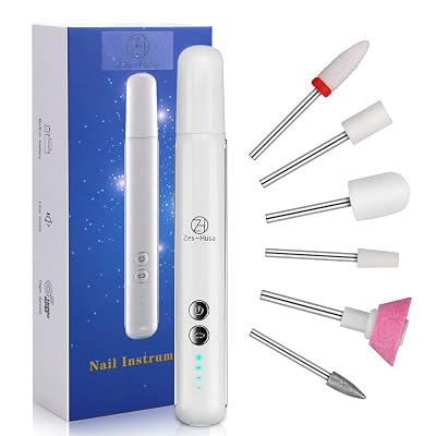 Electric Nail Polisher Drill, Professional Manicure Pedicure set for Acrylic,Gel Nails, Callus Remover, No Heat, Anti-Vibration Nail File USB Manicure Pen Sander Polisher Portable Nail Brush White
