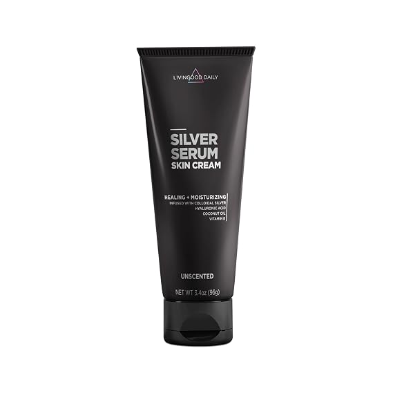 Livingood Daily Silver Serum Skin Cream with Hyaluronic Acid, 20 ppm, 3.4oz