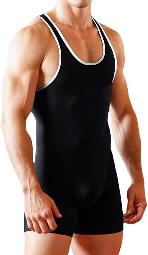 Mens Wrestling Uniform Powerlifting Singlet Bodysuit