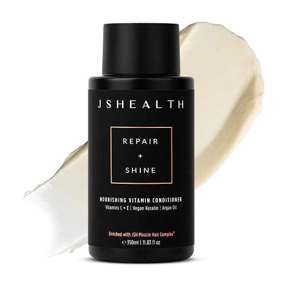 JSHealth Nourishing Conditioner - Vitamin-Enriched Deep Treatment for Dry, Colored Hair - With Keratin, Argan Oil, and Vitamins C & E | Sulfate-Free, Vegan, 350ml