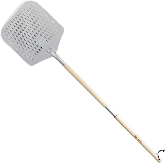 Chef Pomodoro Perforated Pizza Peel, 12x14in Aluminum, 49in Long Handle