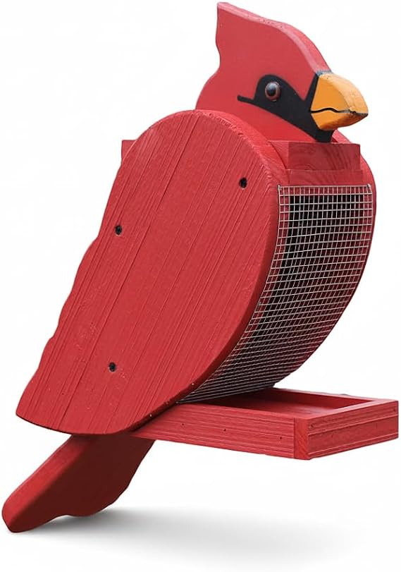 Peaceful Classics Outdoor Hanging Feeder Seed Tray, Cardinal Bird Shaped