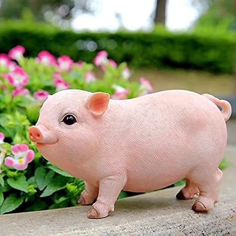 Garden Statue Baby Pig Decorative Garden Figurines Gift, Cute Pig Garden Statue Resin Lawn Ornaments, Durable Farmhouse Animal Sculpture Art Decoration for Home Outdoor Decor