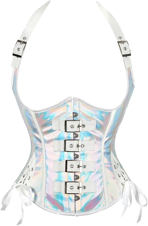 Corselet Top Vest Steampunk Corset Bustier Women's PU Leather Halter Shoulder Straps Underbust
