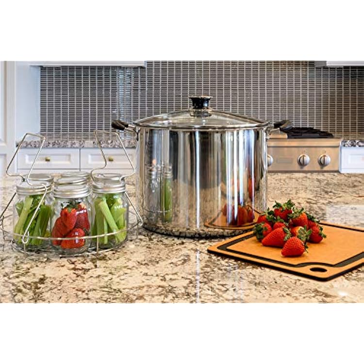 Barton 20Qt Canner wTemp Indicator & Rack Multi Use Stainless Steel Canning Water Bath Kit Holds Up To 7 Jars