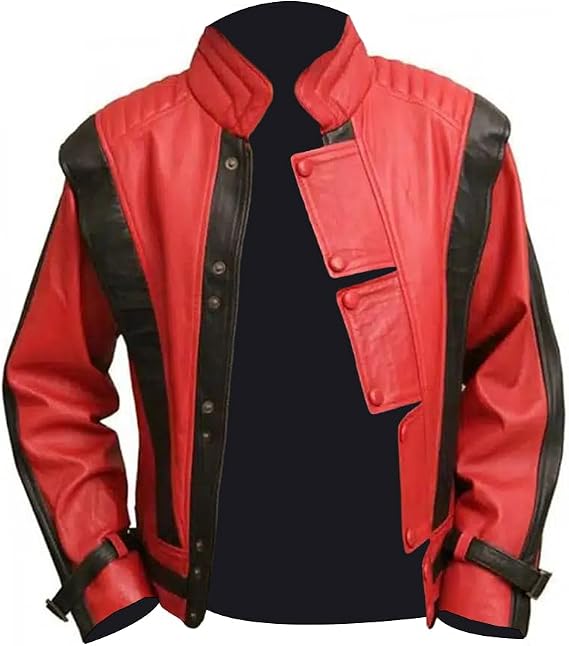 MJ Thriller Red Leather Jacket for Men – MJ Halloween Costume & Cosplay Outfit